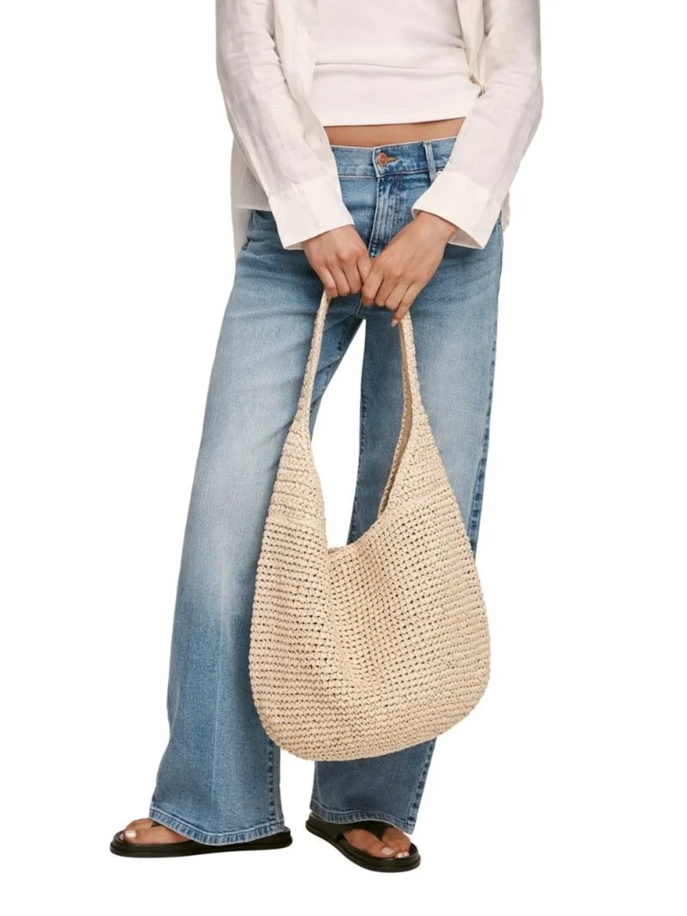 Banana Republic Marled Raffia Tote Bag Tan (Natural) Colorways, NEW